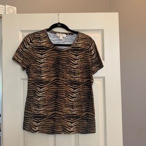 Michael Kors Black/ Brown Embellished T-shirt sz L